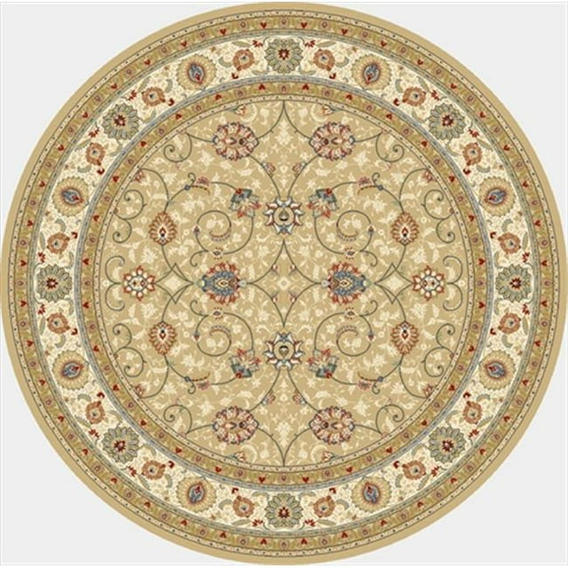 Dynamic Rugs ANR8571202464 Ancient Garden 7.10 Round 57120-2464 Rug - Light Gold/Ivory