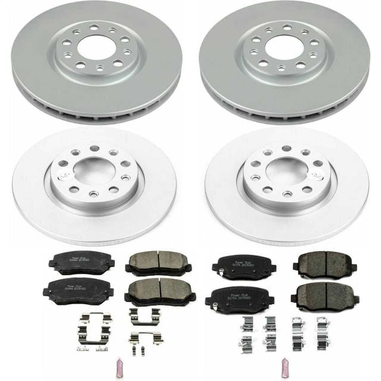 PowerStop Front and Rear Geomet Coated Brake Rotor and Pad Kit Fits: CHRYSLER Select Models CRK7288