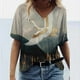 thumbnail image 2 of Gibobby Blusa de Trabajo de Manga Corta Sleeve Tops Fashion Casual Short Impressed Women's Crew cuello T camisa Summer Tee Women's Blouse(Gris,M), 2 of 3