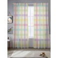 thumbnail image 2 of Green Beige Plaid Sheer Curtains 96 Inch Length 2 Panels Set Window Treatments, Farmhouse Art Checkered Rustic Rod Pocket Semi Curtains for Living Room/Bedroom/Kitchen Décor, 104"W x 96"L, 2 of 7