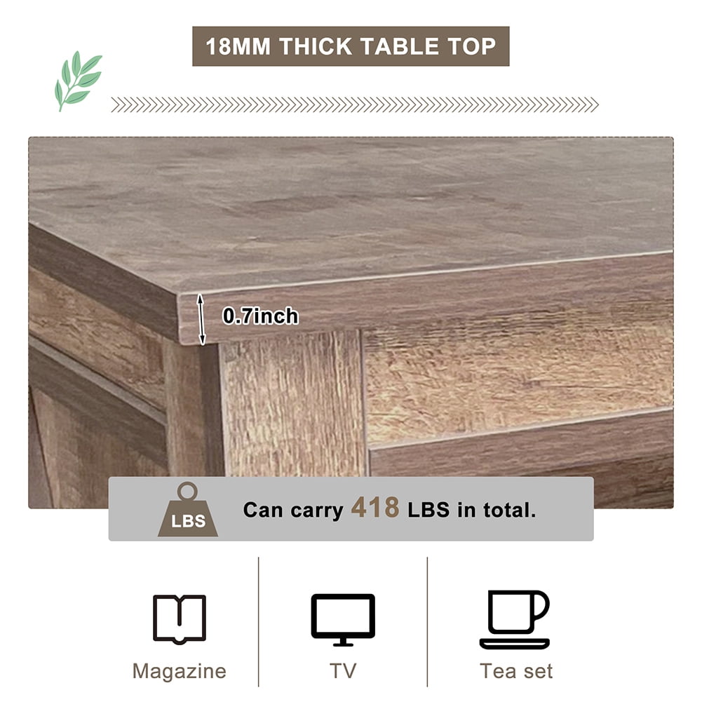 Resenkos Functional Particleboard TV Stand with Two Drawers and Open Style Shelves Sliding Doors and Adjustable Shelf, Barnwood Resenkos Functional Particleboard TV Stand with Two Drawers and Open Style Shelves Sliding Doors and Adjustable Shelf, Barnwood