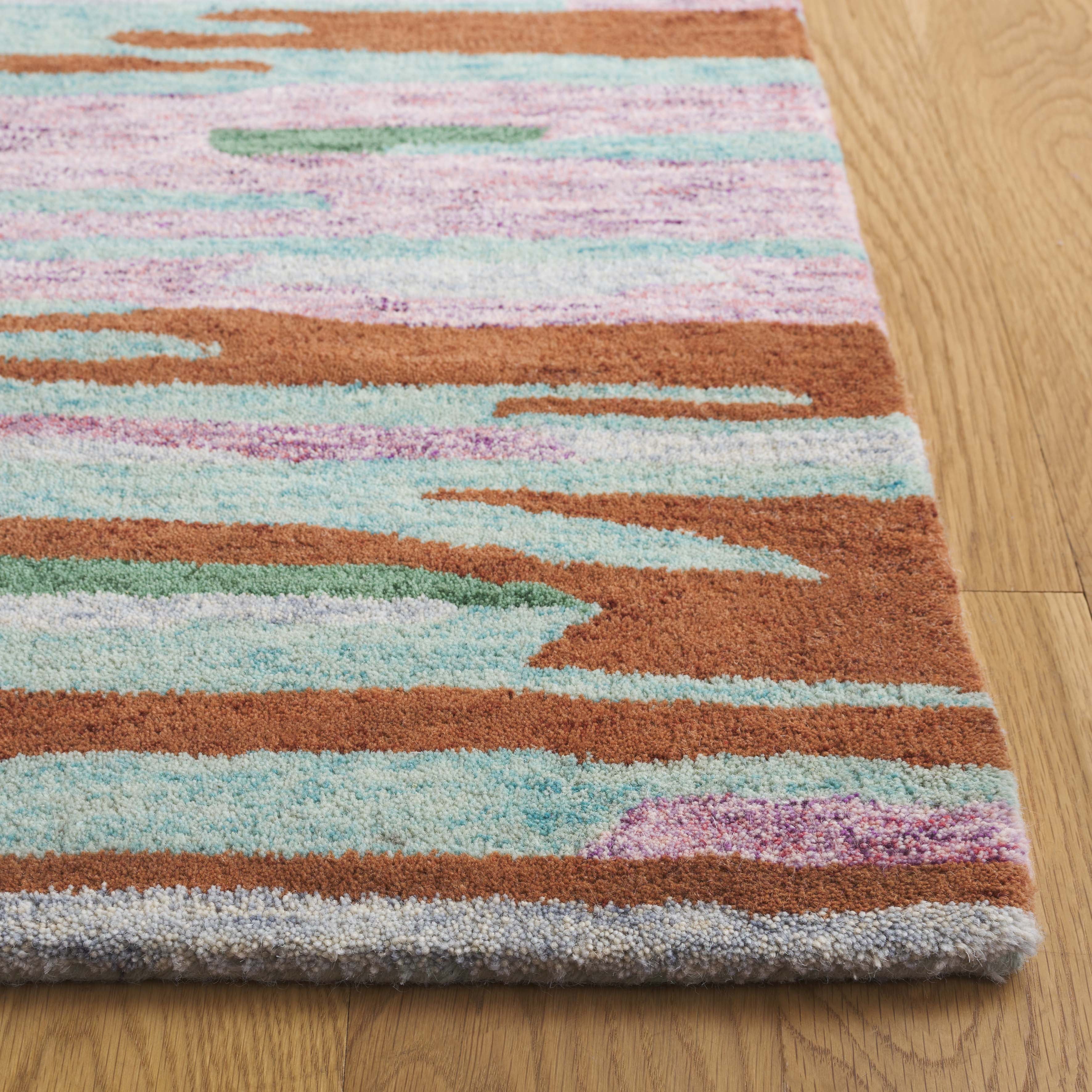 SAFAVIEH Bellagio Jannah Abstract Area Rug, Green/Pink, 6' x 6' Square