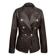 thumbnail image 7 of QASIEATN Fall Coats for Graceful Ladies Fashion, Double Breasted Buttons Leather Long Sleeve Coat Style Leather Jacket Women, Womens Winter Tops, 7 of 7