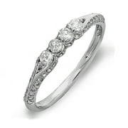 Dazzlingrock Collection 0.50 Carat (ctw) 14K Round Diamond Ladies Wedding Band Stackable Ring, White Gold, Size 5.5