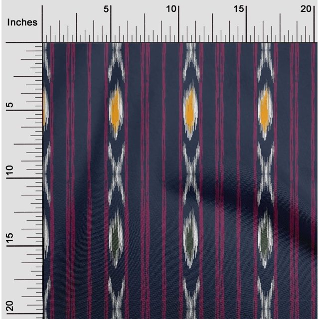 oneOone Tissu Georgette Viscose Rayé Imprimé Ikat Tissu de Couture Largeur 42 Pouces