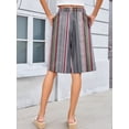 thumbnail image 3 of Chiclily Women's High Waisted Bermuda Shorts, Casual Summer Linen Feel Wide Leg Lounge Shorts with Pockets and Drawstring, Tribal Chevron Striped Size 2XL, 3 of 8