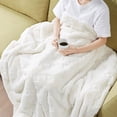 thumbnail image 4 of Madison Park Ivory Faux Fur Ultra Soft Luxury Carved Basketweave Design Throw Blanket, 50" x 60", 4 of 5