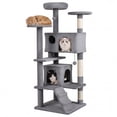 thumbnail image 1 of Gymax 52'' Tall Cat Tree Tower w/2 Condos Plush Padded Perch Sisal Scratching Posts Dark Gray, 1 of 10