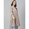 thumbnail image 6 of Janasya Indian Women's Beige Cotton Floral Print Angrakha Kurta, 6 of 8
