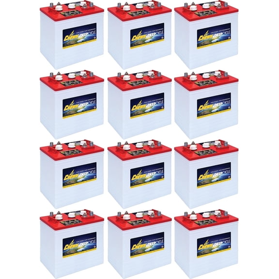 Crown CR-235 – 6V 235Ah Flooded Lead Acid Deep Cycle Battery – GC2 Golf Cart Battery – Heavy Duty FLA – Made in USA (Pack of 12)