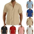 thumbnail image 6 of guisaled Men's Button Down Shirts Textured Short Sleeve Dress Shirt 2025 Summer Casual Hawaiian Beach Shirt with Pocket, 6 of 6