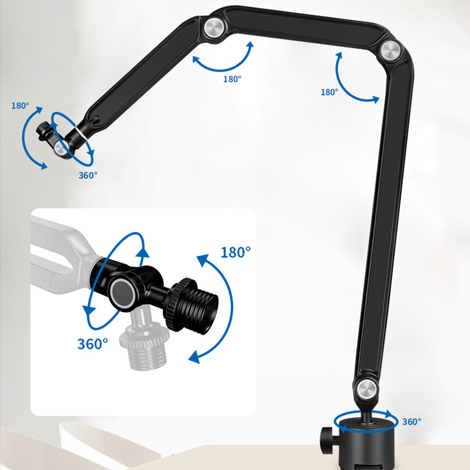 Adjustable Microphone Boom Arm Desk Stand 360 Rotatable Scissor Arm 3/8 5/8inch Threaded for Studio and Broadcast Use