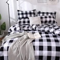 thumbnail image 3 of Farmhouse Buffalo Checked Bedding Set Black Gray White Plaid Comforter Cover Full,Soft Lightweight Grid Bedspreads, 1 Lattice Duvet Cover , 2 Pillow Shams Modern Geometric Decor Grey Quilt,Zipper, 3 of 6