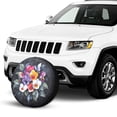 thumbnail image 2 of KAKALAD Pansy Watercolor Flower Bouquet Butterflies Spare Tire Cover Universal Vehicle Accessories Buckle Car Tools 16”in, 2 of 6