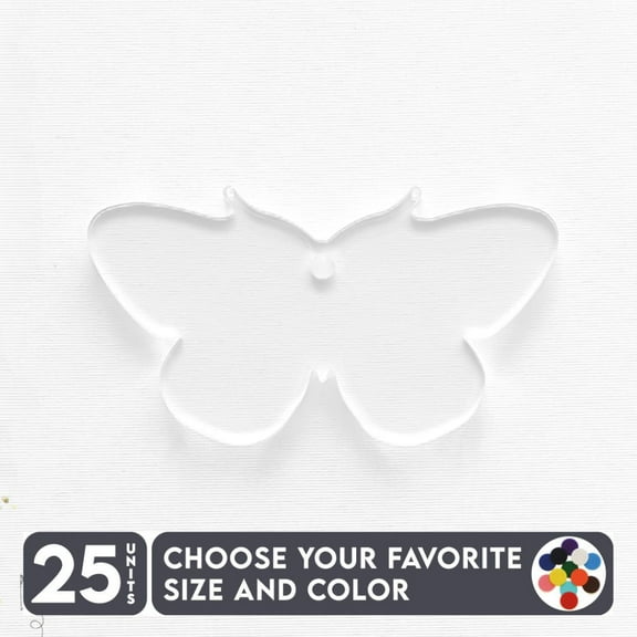 25 Units Acrylic Keychains Butterfly 1/8" Thick – Clear or Solid Color – (Size 2.5") Made in USA