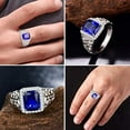 thumbnail image 5 of NUNCAD Men's Created Emerald Rings 925 Sterling Silver Men's Wedding Engagement Rings 8x10mm Sapphire Emerald Cut CZ Bands Ring, 5 of 5