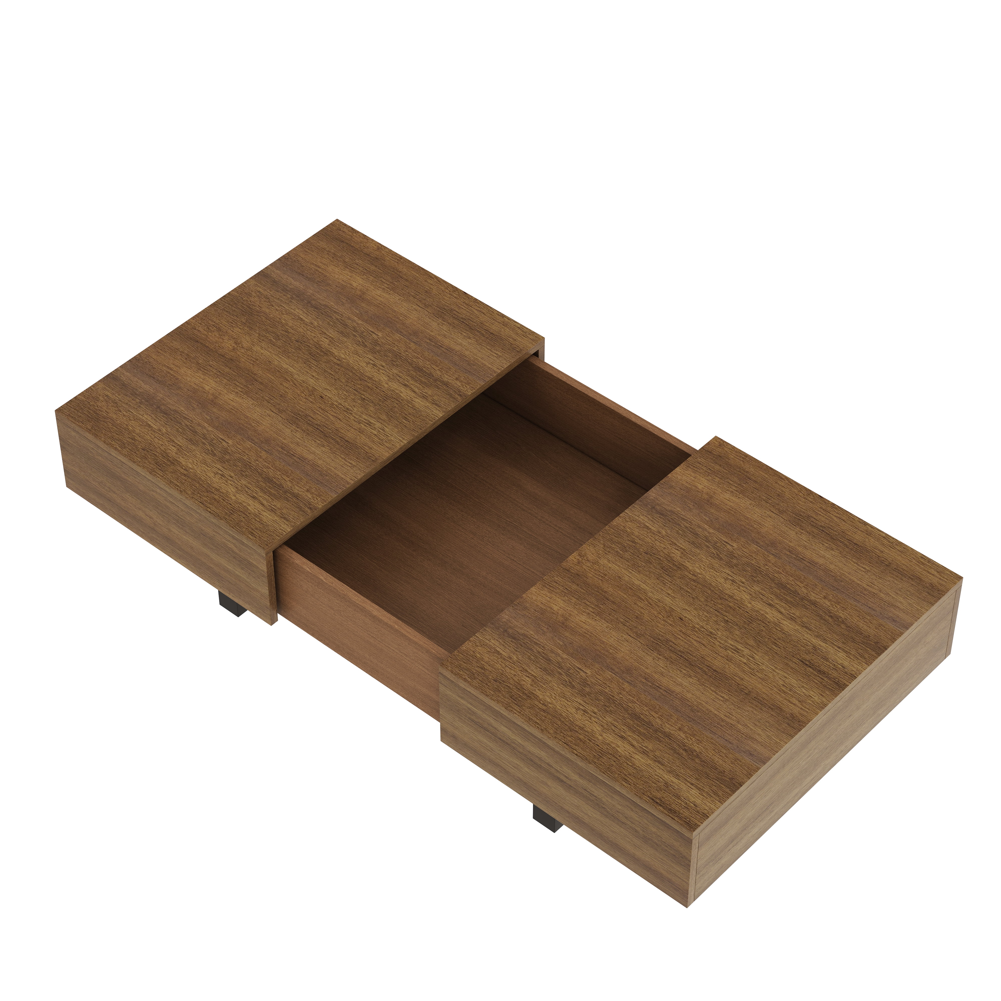GARITIN Sliding Top Coffee Table with Hidden Storage, Expandable Wood Tabletop, Modern Mid-Century Coffee Table with Storage Compartment for Living Room, Walnut