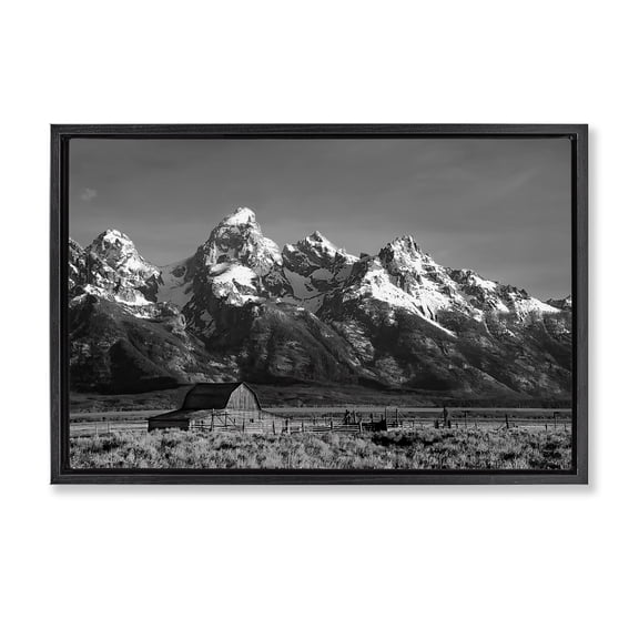 Stupell Industries John Moulton Barn Landscape Black Framed Floater Canvas Wall Art, design by Steve Toole