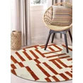 thumbnail image 3 of Tufted rug 15x15, Off White and Maroon color, Round carpet, Bed, Living, room, Handmade area rugs, 3 of 6