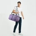 thumbnail image 6 of Foldable Travel Duffel Bag Carry On 40L with Shoes Compartment Overnight Weekender Waterproof Gym Shoulder Bags for Men Women, Purple, 6 of 6