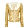 thumbnail image 3 of Yigetop Sequin Blazer for Women Women's Casual Fashion Sequin Bead Sparkling Suit Cardigan Jacket Metallic Jacket Women Gold L, 3 of 7