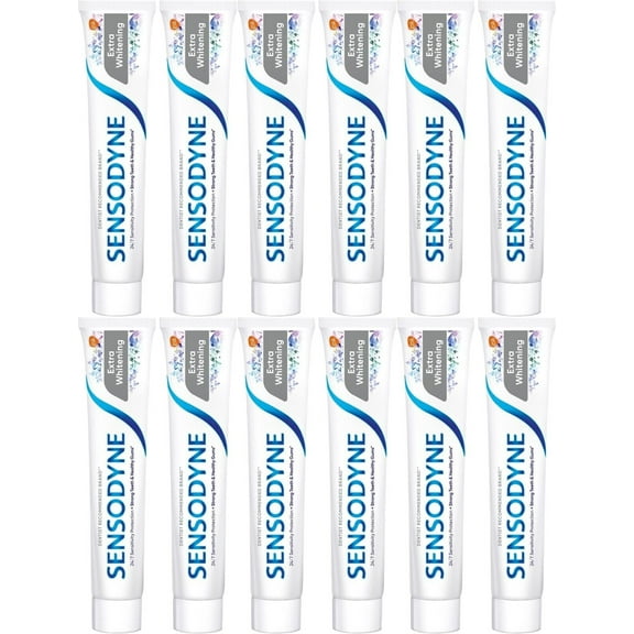 Sensodyne Extra Whitening Toothpaste Sensitive Teeth Whitening  - 2.5 Ounces (Pack of 12)