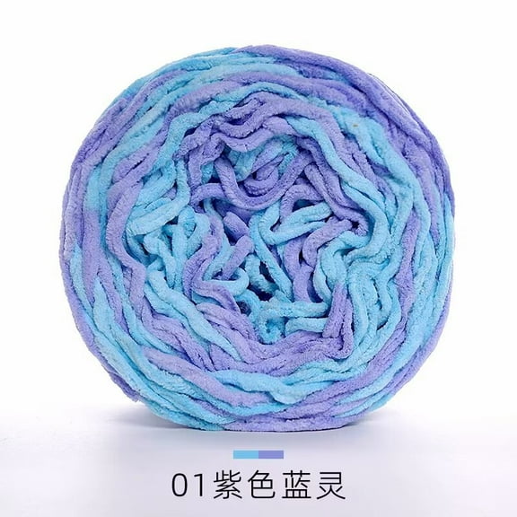 Namzi Fluffy Yarn, Multi Color Yarn - 1 roll Soft Polyester Yarn for Craft Projects, Ideal as Blanket Yarn for Crocheting, Durable Yarn for Knitting/DIY Handmade Creations. (Purple   Blue)