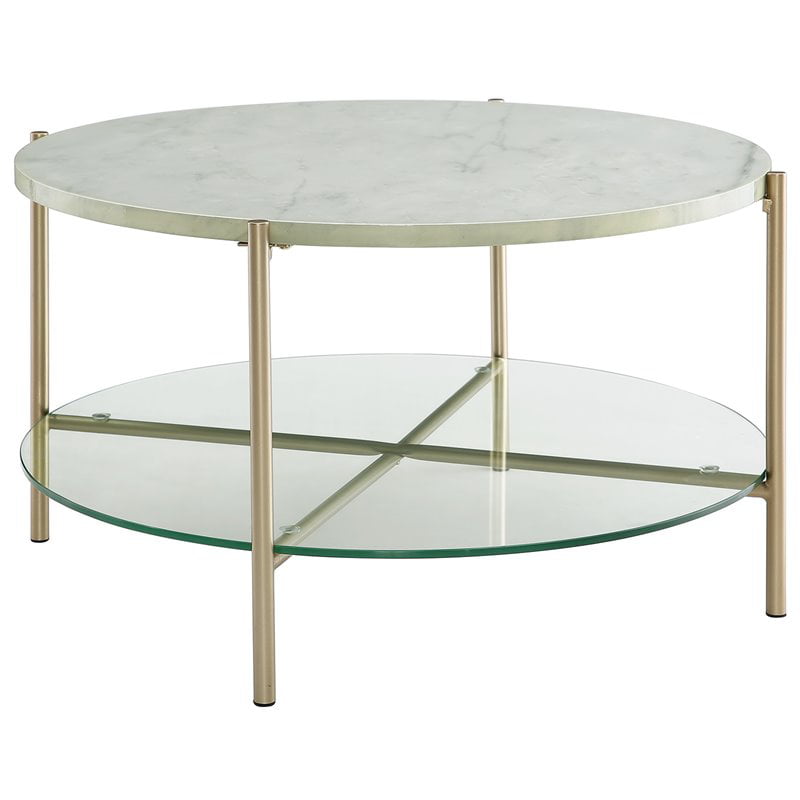 White Faux Marble And Gold Legs, How To Make Round Coffee Table