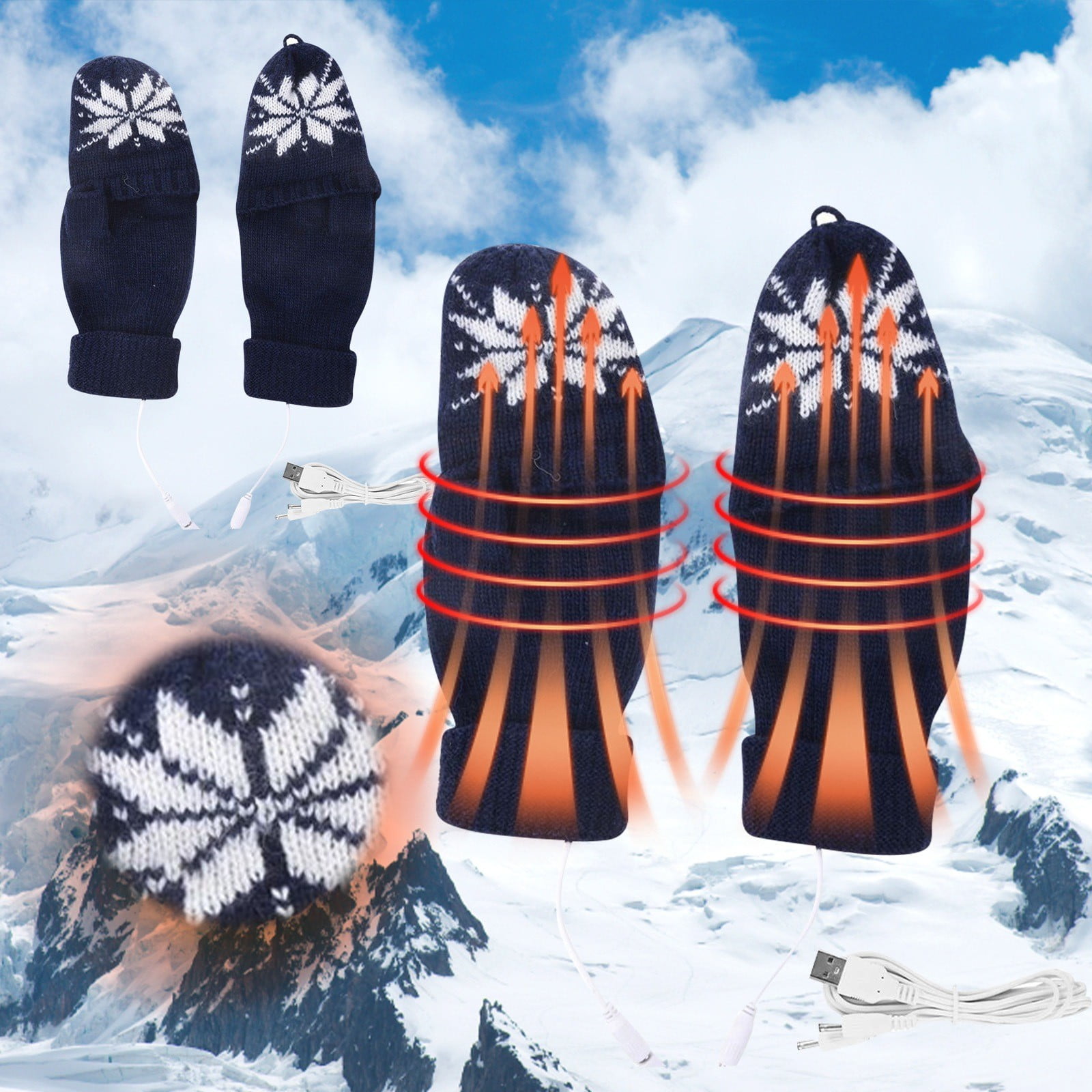 USB Rechargeable Heated Gloves - Nylon Hand Warmers with Adjustable Temperature for Winter, Outdoor Sports & Cold Weather