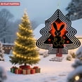 thumbnail image 2 of Stylish Metal Hanging Christmas Tree Wind Spinner - Black & White Geometric Design with Cheerful Rabbit & Red Flowers for Garden Decor, 2 of 7