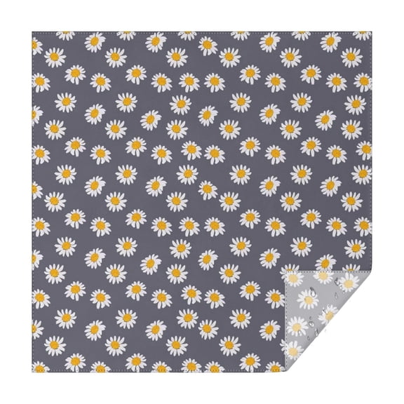 Gray Daisy Flower Pattern Square Tablecloth,Waterproof Square Table Cover,Wipeable Spillproof Washable Table Cover for Home Kitchen Party Decor 42"X42"(107x107cm)