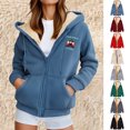thumbnail image 6 of qucoqpe Womens Christmas Sweatshirts Jackets Fleece-Lined Warm Long Sleeve Hoodies Trendy Holiday Outerwear Coat, 6 of 6