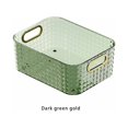 thumbnail image 4 of Storage Bin Sundries Cosmetics Basket Food Snacks Organizer Remote Control Organizing for Living Room Kitchen Office Dark Green Gold, 4 of 9