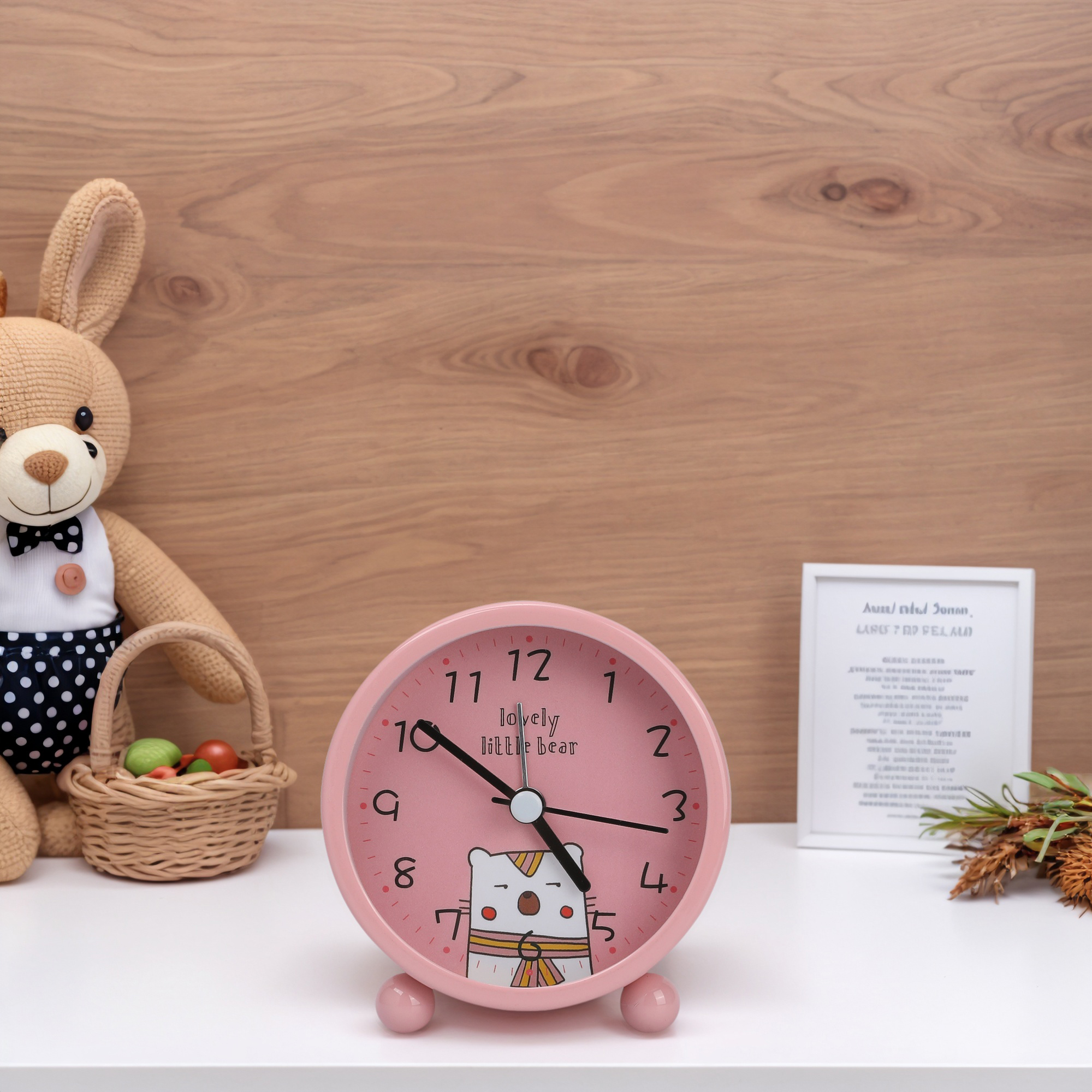 Unique Bargains Lovely Animal Patterns Alarm Clock Pink 3.1"L x 1.9"W x 3.3"H
