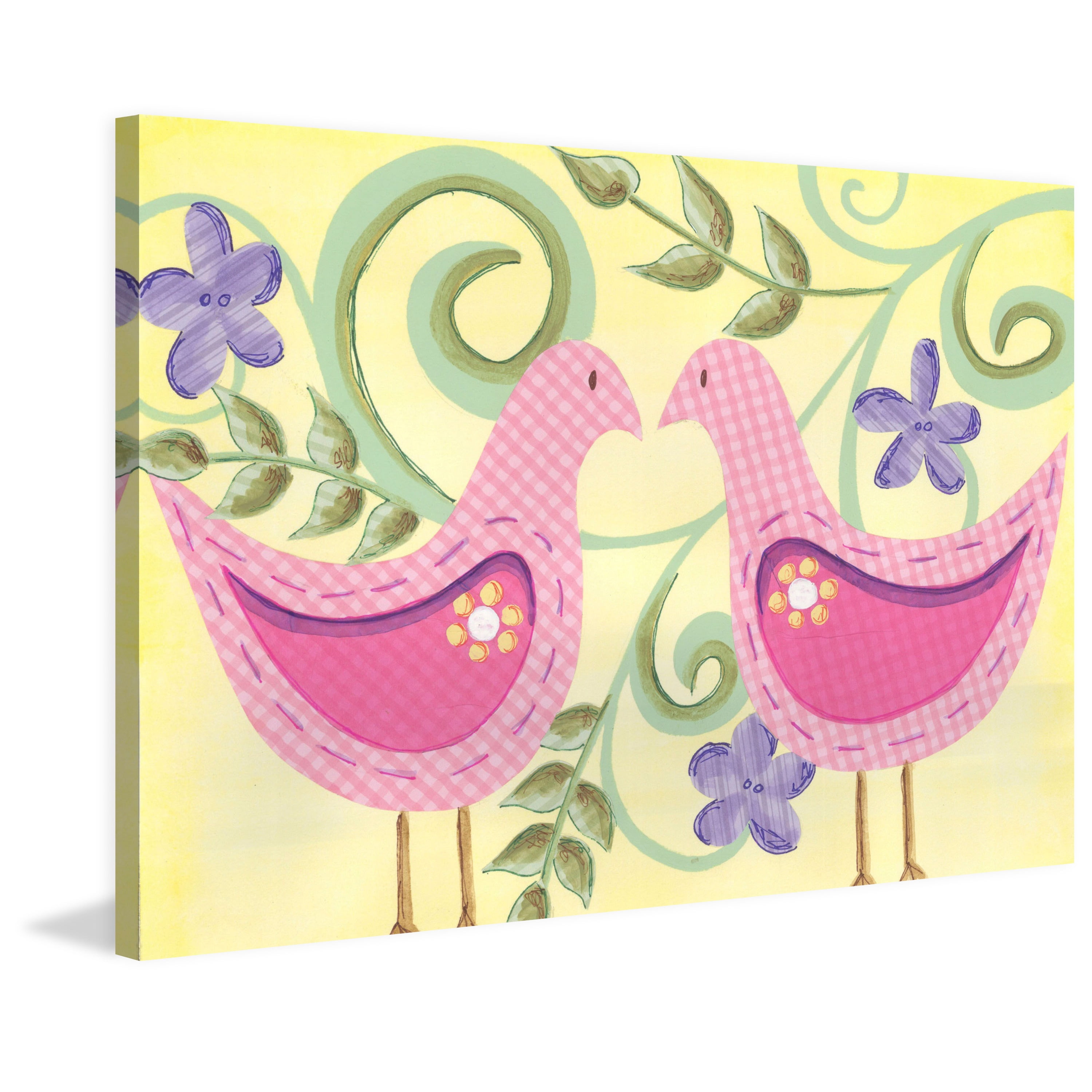 Marmont Hill "2 Birds" by Reesa Qualia Painting Print on Wrapped Canvas