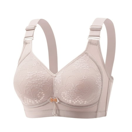 Yyeselk Push Up Bras for Women Comfort No Underwire Full-Coverage Bra Plus Size Wirefree Daily Bra Breathable Adjustable Strap T-Shirts Bras Khaki L