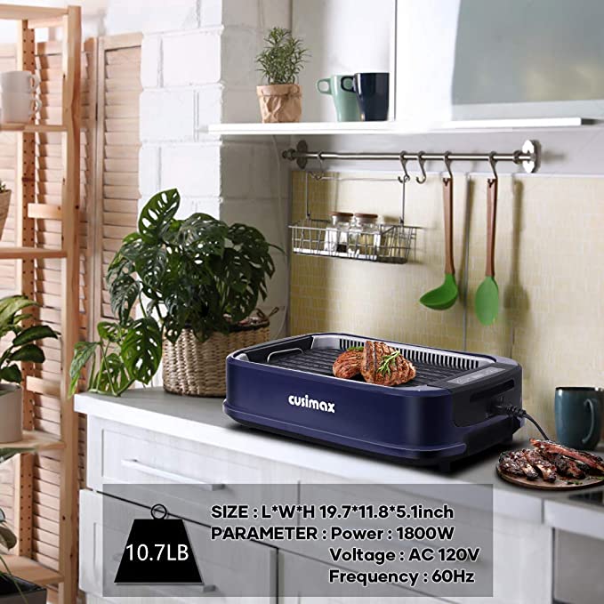 indoor grill electric grill griddle cusimax smokeless grill
