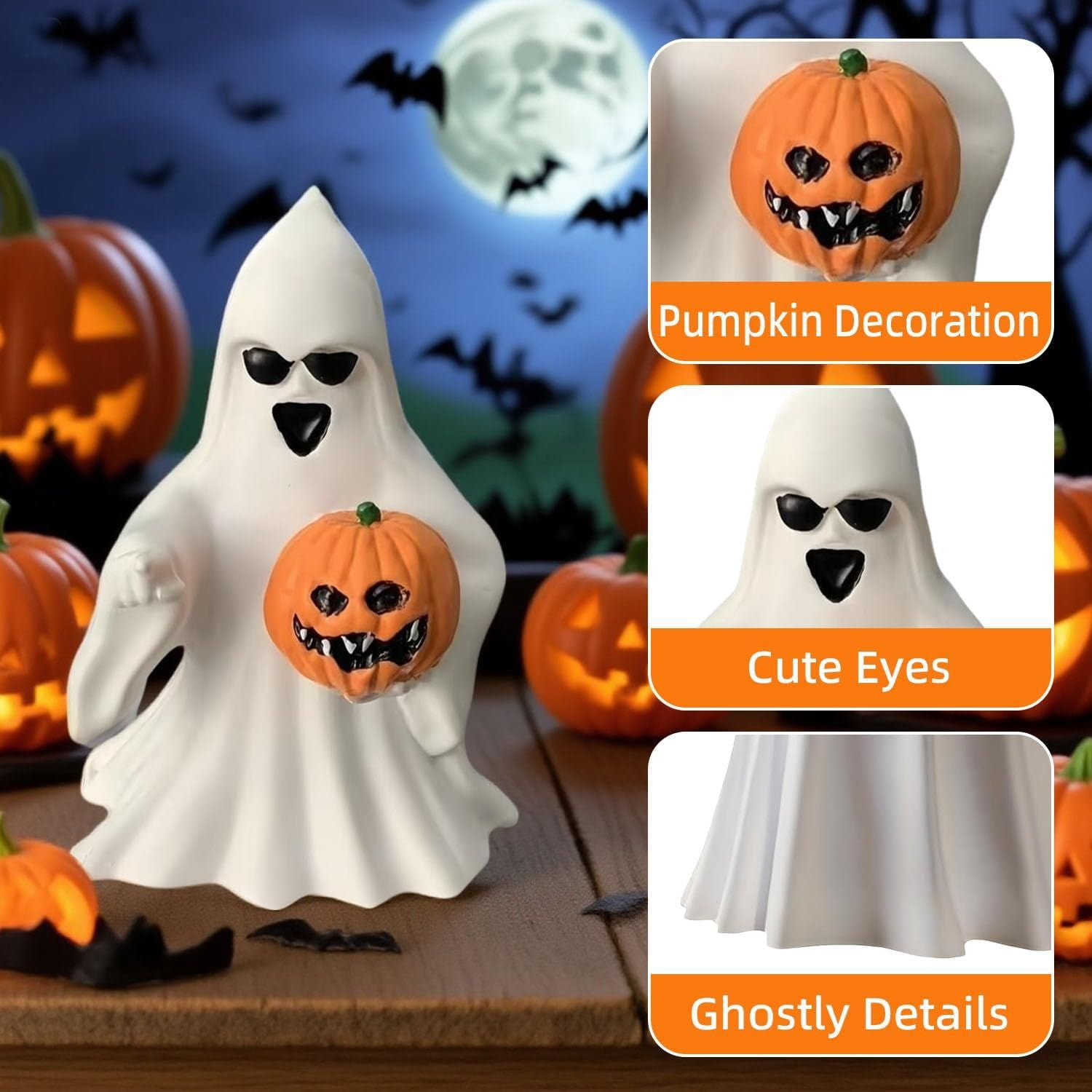 Handmade Resin Ghost Figurines for Halloween Home Decor and Gift Collection