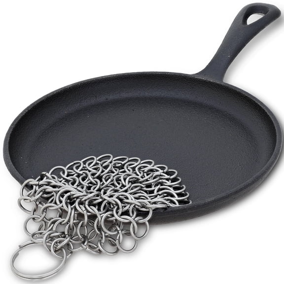 Armory Replicas Round Stainless Steel Chainmail Scrubber for Cast Iron & Stainless Steel Cookware, 304-Grade, Scratch-Free & Durable