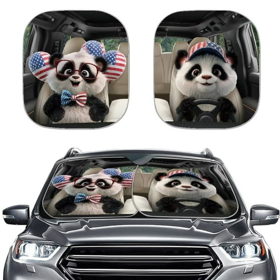 Binienty Panda Windshield Sun Shade Foldable Car Front Window Sunshade Cute Reflective Sun Blocker Automotive Interior Portector for SUV Truck Sedan