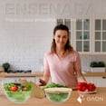 thumbnail image 3 of Ensaladera de vidrio Grande Gaon tazón Recipiente para Ensalada y Alimentos con tapa de madera, 3 of 10