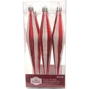 Holiday Time Red and White Glitter Finial Christmas Shatterproof Ornaments , 6 Count