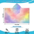thumbnail image 2 of Pastel Rainbow Clouds Hooded Bath Towel，50"x30" for Ages 3 To 12 Kids, Quick Dry Lightweight Soft Microfiber Hood Beach Towel Cover Up for Kids, 2 of 7