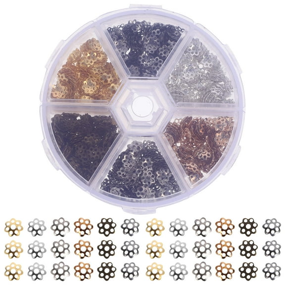 unbranded DIY Handmake Iron Decoration Bead Ends Flower Bead Caps for Jewellery Making(a Box of Assorted Color)
