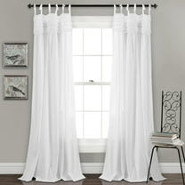 Lush Decor Lydia Ruffle 84" x 40" Solid White Tie-Top 2-Piece Set Window Panel Curtain