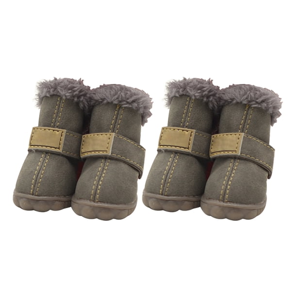Greeniant TureClos, 4 Uds., zapatos para perros, botas de nieve impermeables de lana difusa cálida, calzado de invierno para mascotas de cuero PU Ropa para mascotas gris Tipo 2 Greeniant PT000057-27B