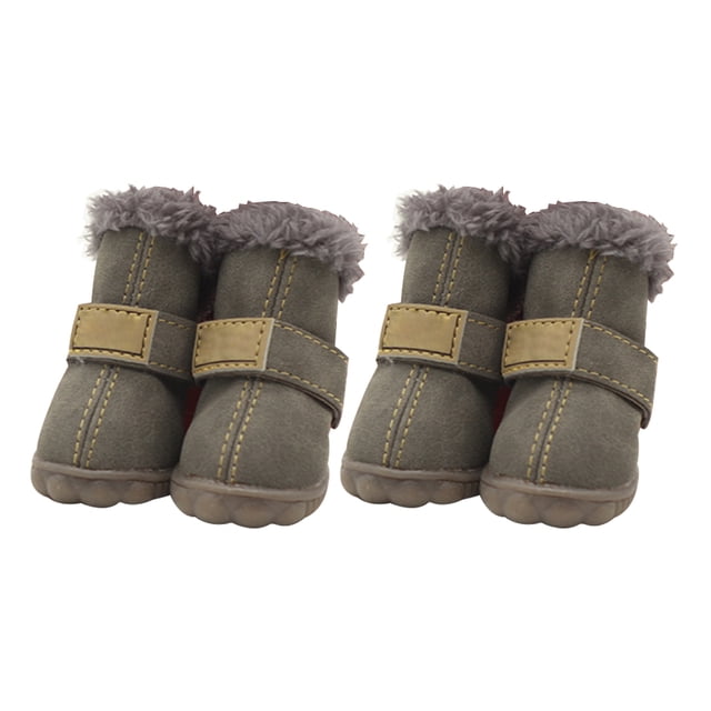 Billuyoard 4pcs zapatos para mascotas botas de nieve impermeables cuero de la PU calzado de invierno para mascotas Ropa para mascotas gris tipo 5 Billuyoard PT000057-30B
