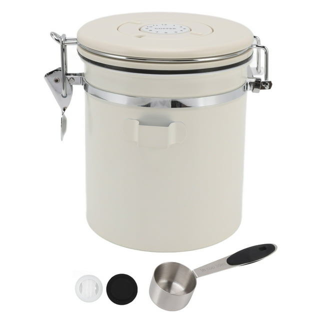 Airtight Coffee Canister 304 Stainless Steel Valve with Scoop for Ground Coffee Tea Food Storage Containers Medium 1.5L