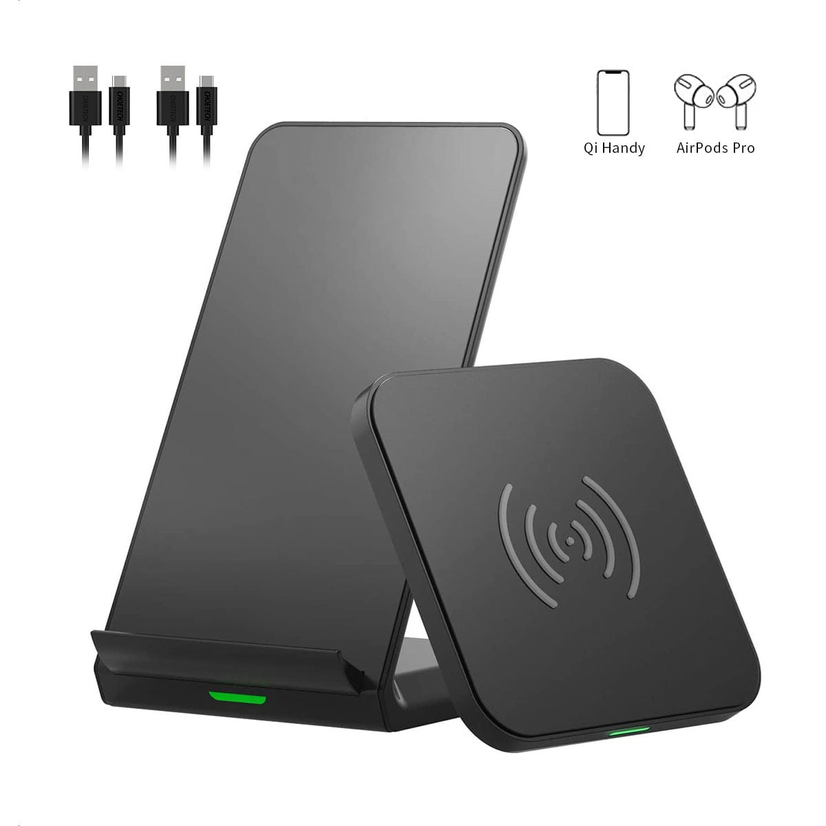 2 Pack 10W Wireless Charger Stand And Pad Compatible For IPhone 13 12