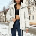 thumbnail image 3 of Breezora Belted Stand Collar Puffer Jacket for Women Fluffy Warm Winter Coat Casual Outerwear M Size White, 3 of 6